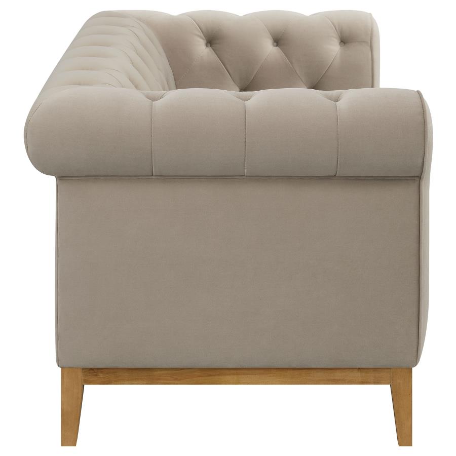 (image for) Sandrine Button Tufted Tuxedo Arms Loveseat Camel