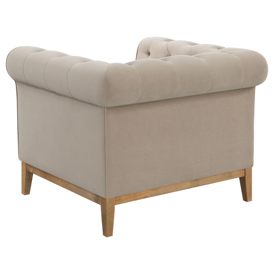 (image for) Sandrine Upholstered Rolled Arm Tufted Accent Chair Camel