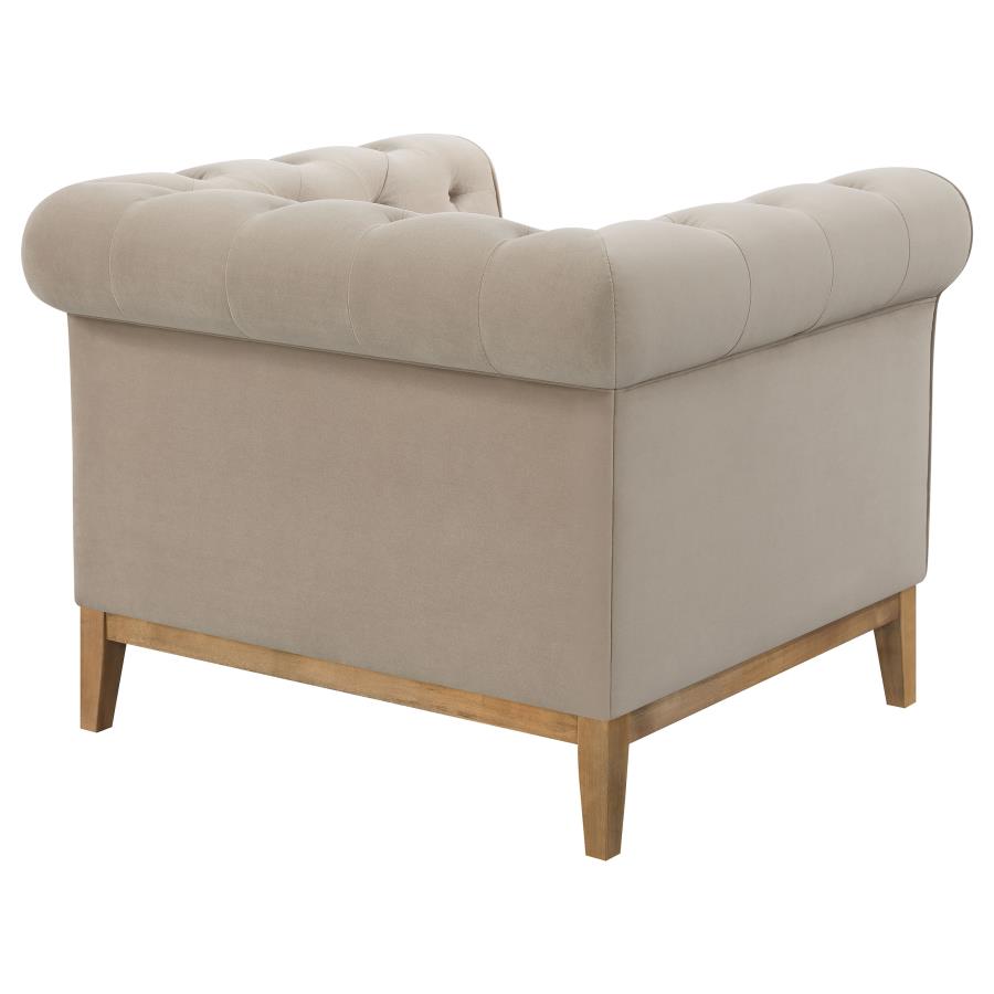 (image for) Sandrine Upholstered Rolled Arm Tufted Accent Chair Camel