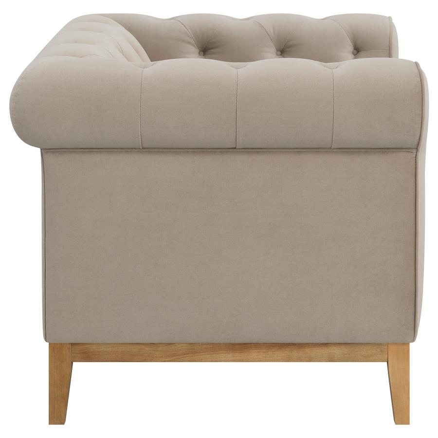 (image for) Sandrine Upholstered Rolled Arm Tufted Accent Chair Camel