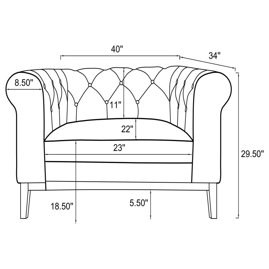 (image for) Sandrine Upholstered Rolled Arm Tufted Accent Chair Camel