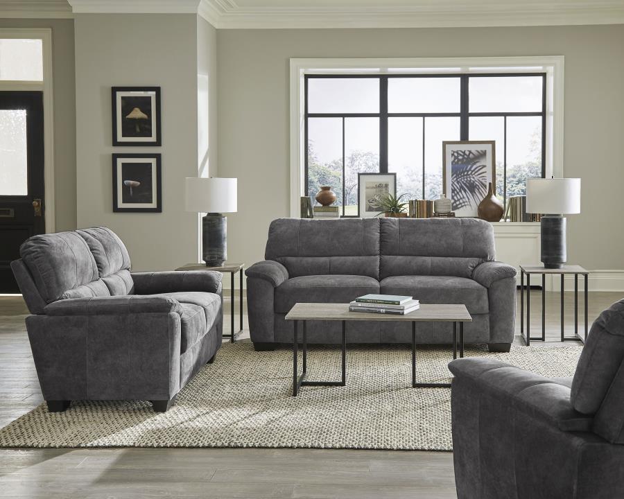 (image for) Hartsook 3-piece Upholstered Sofa Set Charcoal Grey - Click Image to Close