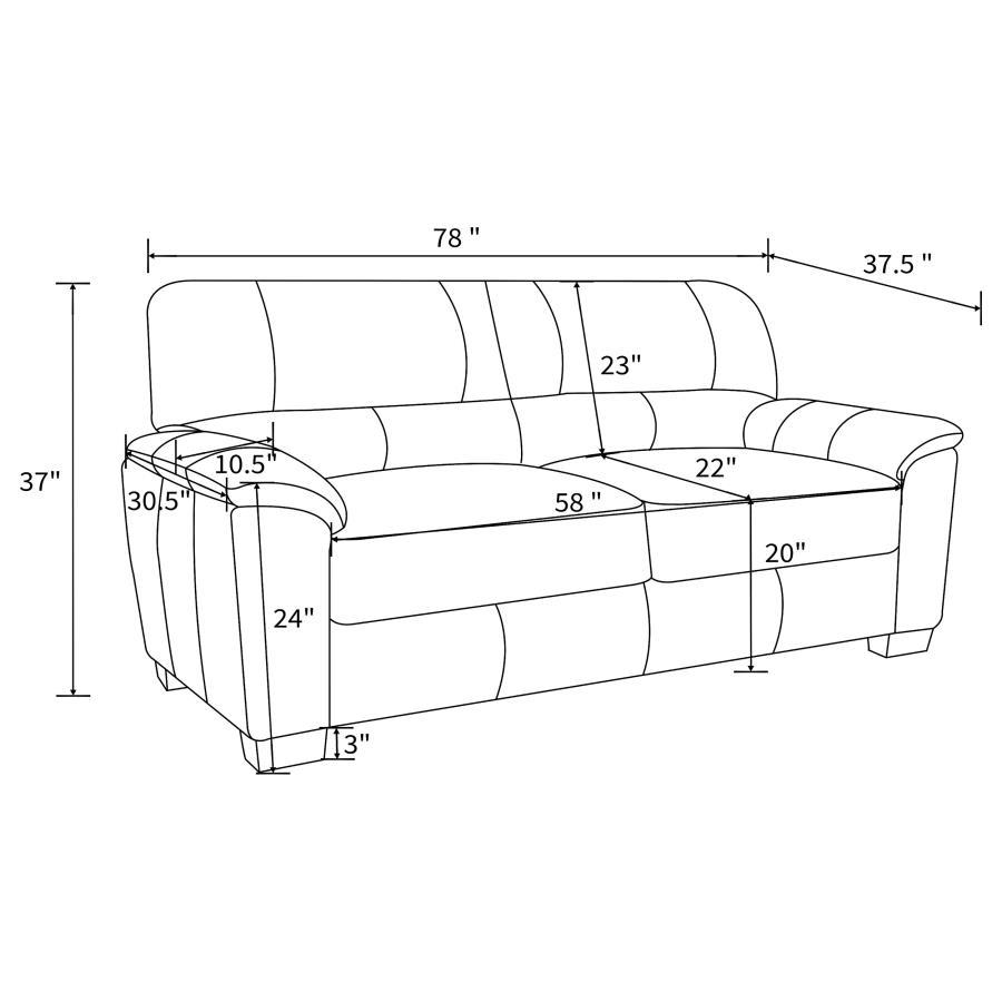 (image for) Hartsook 3-piece Upholstered Sofa Set Charcoal Grey