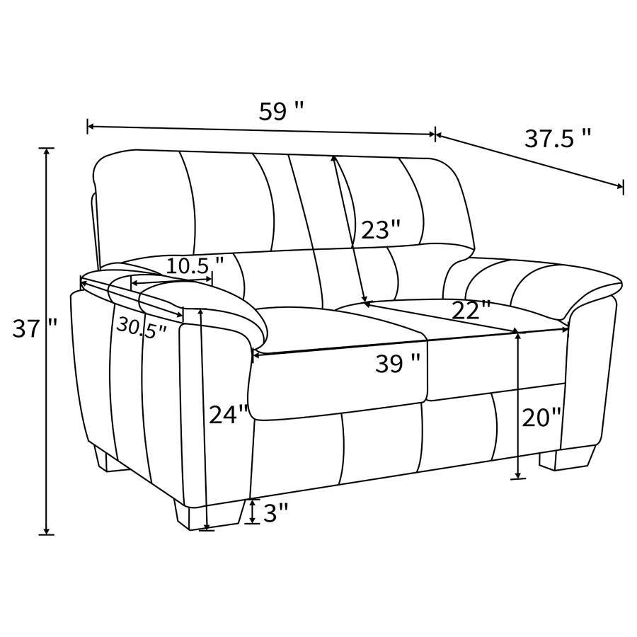 (image for) Hartsook 3-piece Upholstered Sofa Set Charcoal Grey