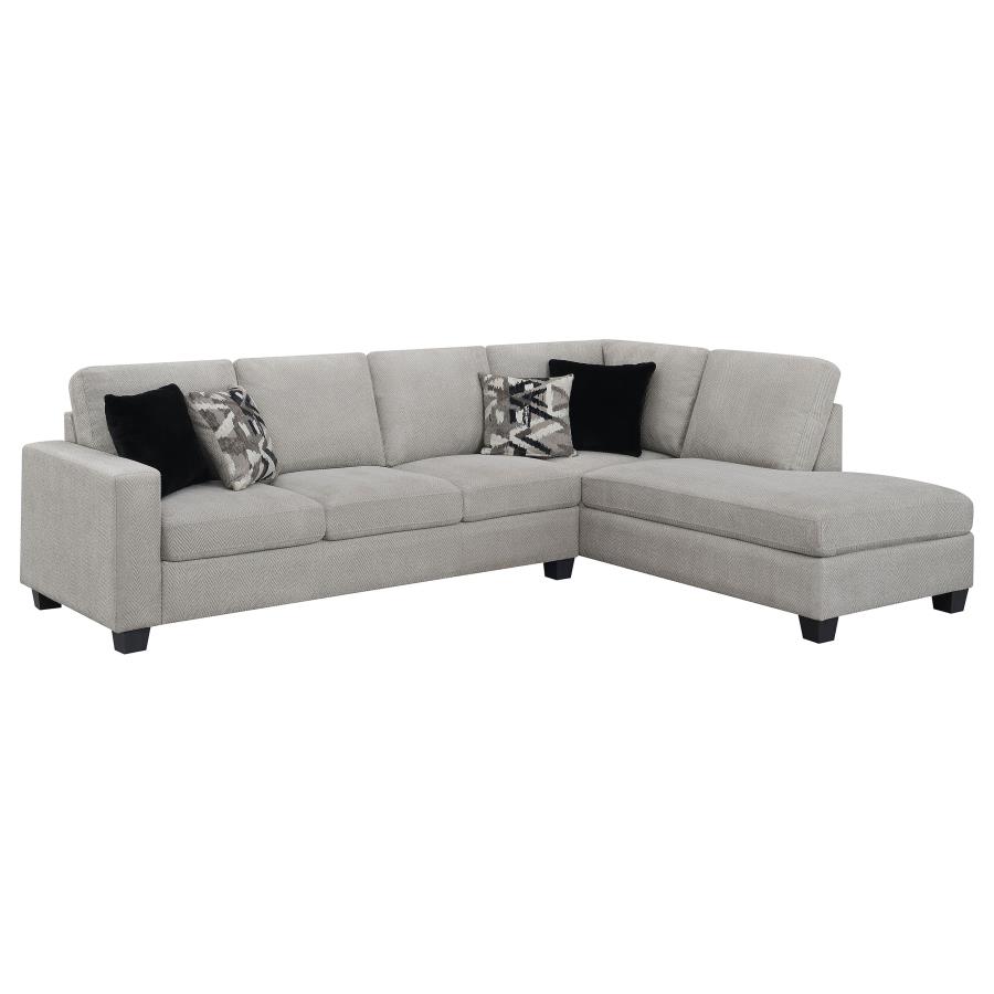 (image for) Whitson Upholstered Track Arm Sectional Chaise Sofa Stone