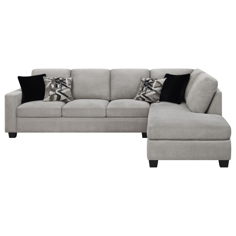 (image for) Whitson Upholstered Track Arm Sectional Chaise Sofa Stone