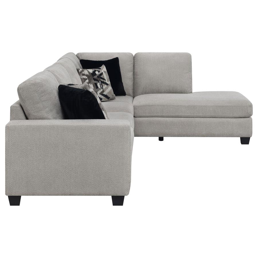 (image for) Whitson Upholstered Track Arm Sectional Chaise Sofa Stone