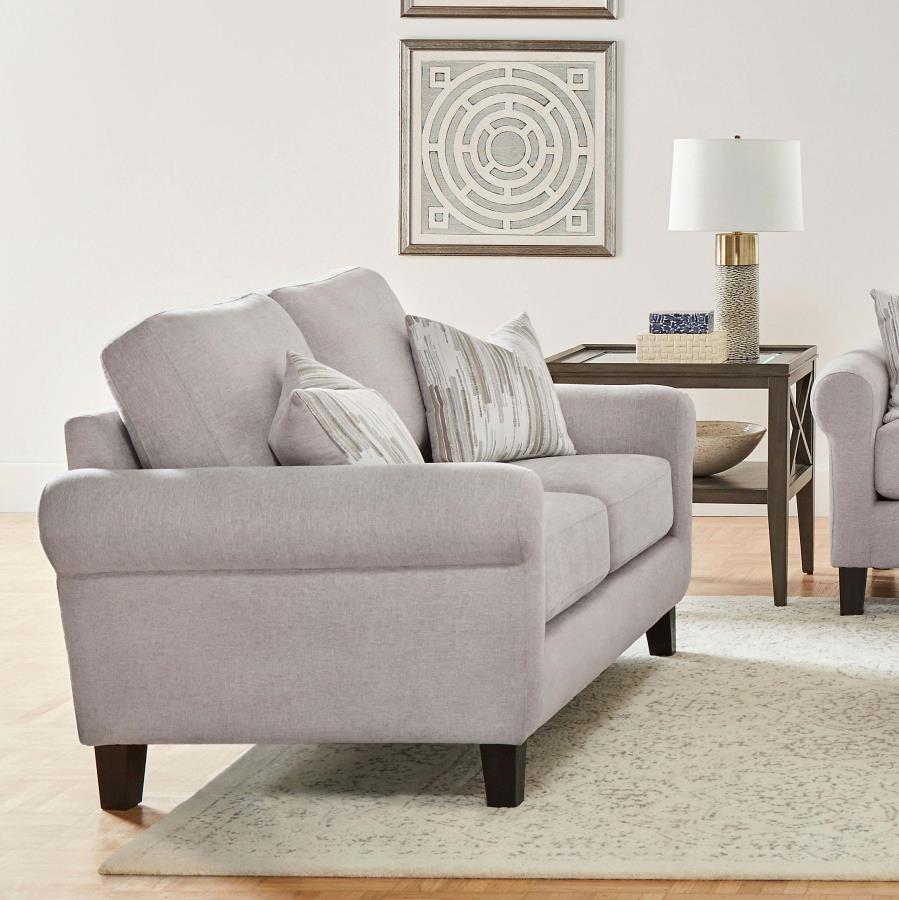 (image for) Nadine Upholstered Round Arm Loveseat Oatmeal