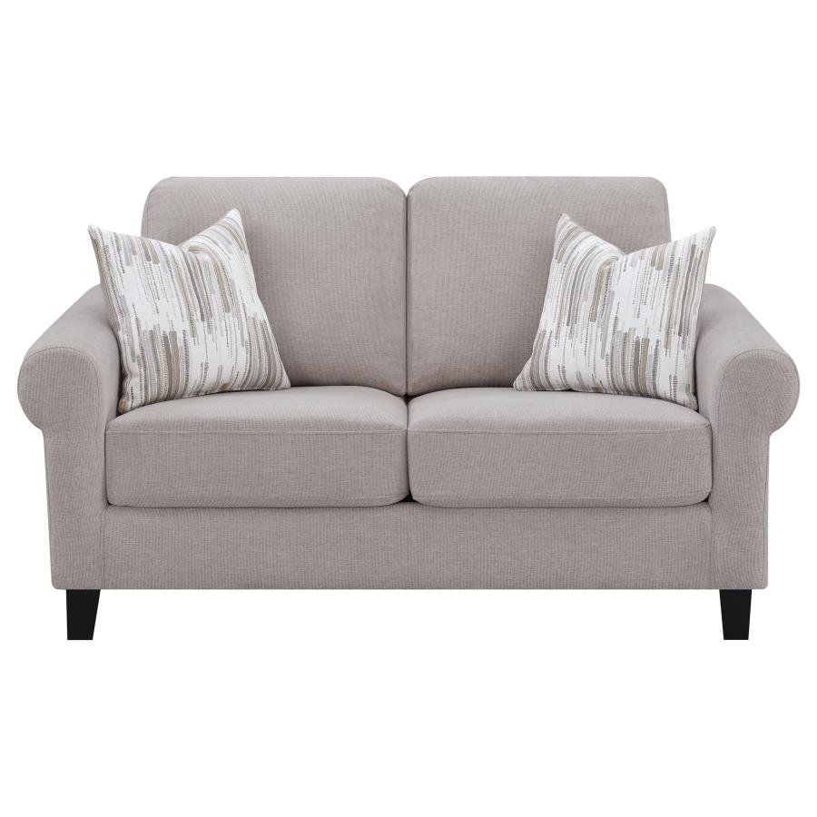 (image for) Nadine Upholstered Round Arm Loveseat Oatmeal