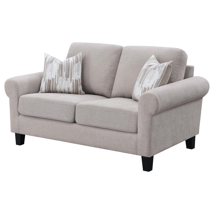 (image for) Nadine Upholstered Round Arm Loveseat Oatmeal