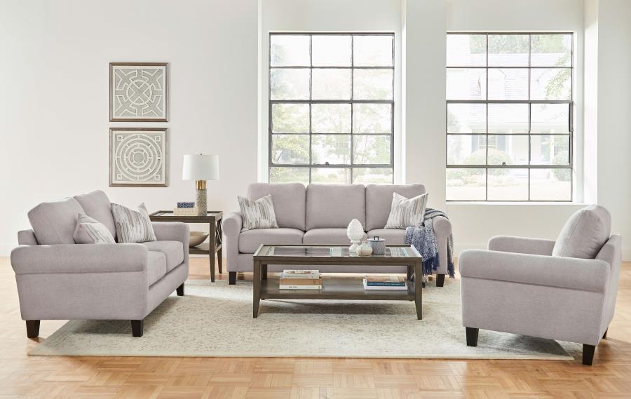 (image for) Nadine Upholstered Round Arm Loveseat Oatmeal