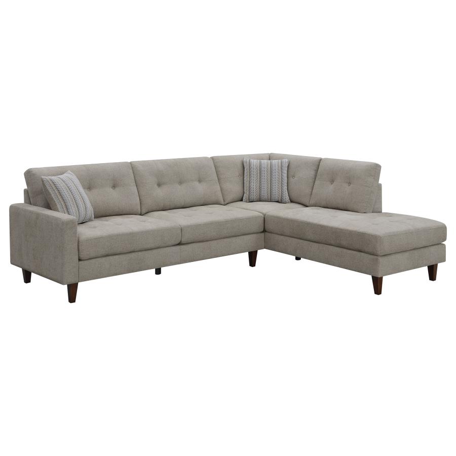 (image for) Barton Upholstered Tufted Sectional Toast and Brown - Click Image to Close