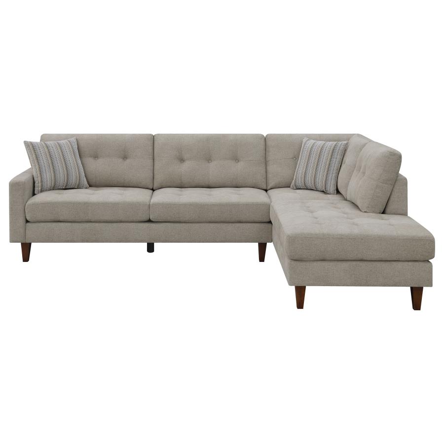 (image for) Barton Upholstered Tufted Sectional Toast and Brown