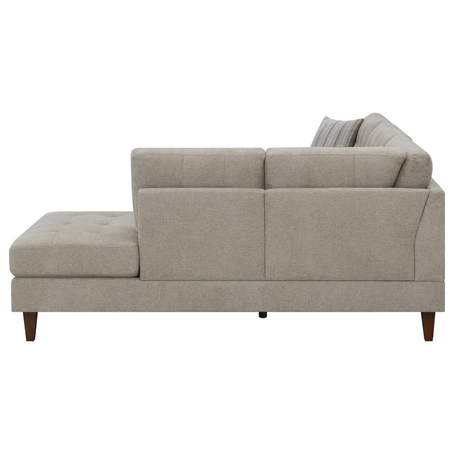 (image for) Barton Upholstered Tufted Sectional Toast and Brown