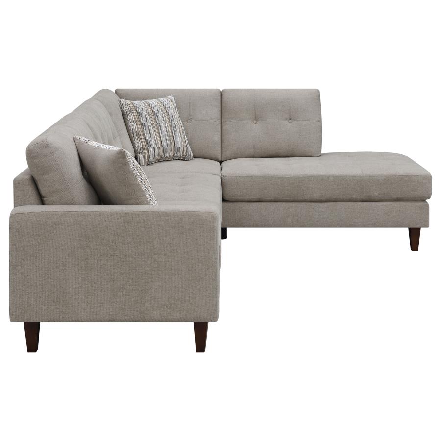 (image for) Barton Upholstered Tufted Sectional Toast and Brown