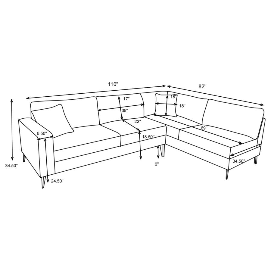 (image for) Clint Upholstered Track Arm Sectional Sofa Grey