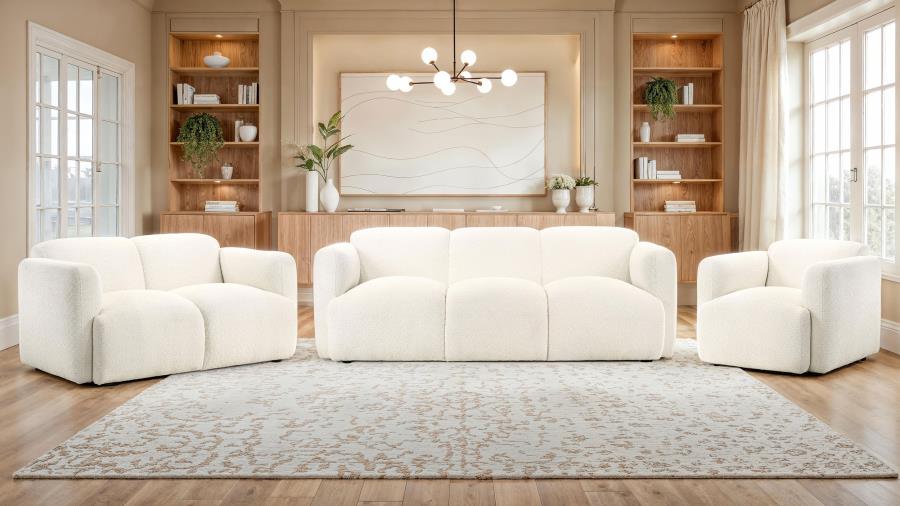 Modal Additional Images for Dorset Fabric Upholstered Round Track Arm Sofa White