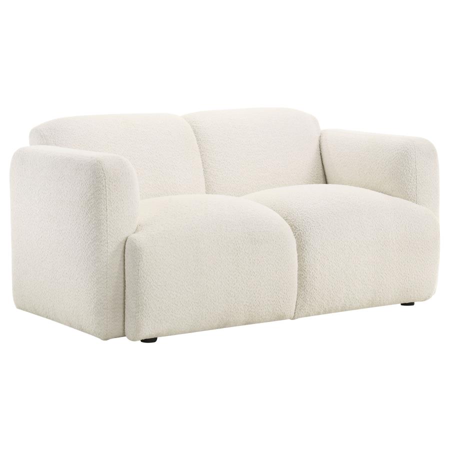 (image for) Dorset Fabric Upholstered Round Track Arm Loveseat White