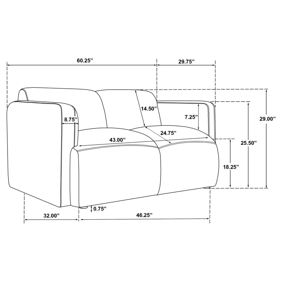 Modal Additional Images for Dorset 2-piece Upholstered Round Track Arm Sofa Set Brown