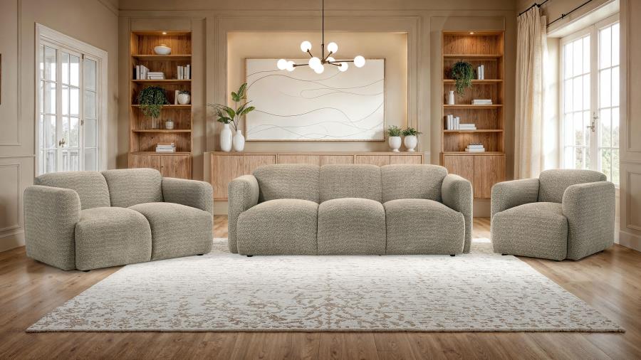 (image for) Dorset 3-piece Upholstered Round Track Arm Sofa Set Brown