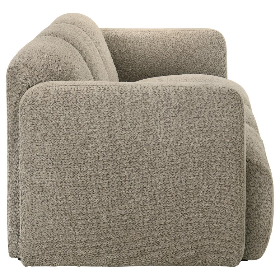 Dorset Fabric Upholstered Round Track Arm Sofa Brown