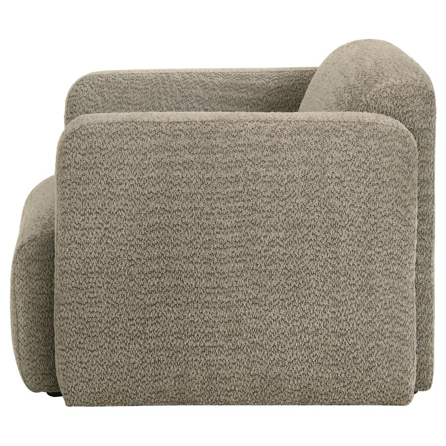 Dorset Fabric Upholstered Round Track Arm Accent Chair Brown