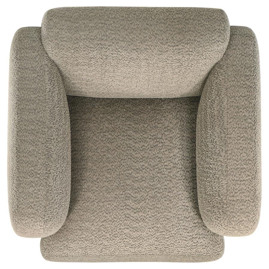 Dorset Fabric Upholstered Round Track Arm Accent Chair Brown