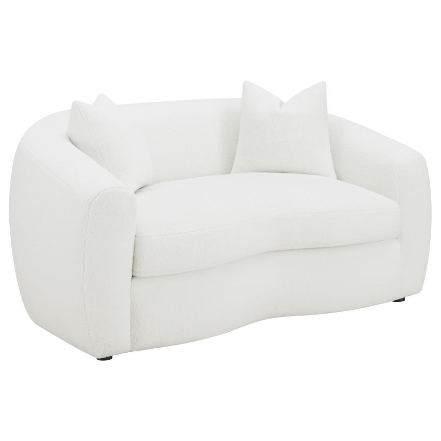 (image for) Isabella Faux Sheepskin Upholstered Loveseat Natural - Click Image to Close