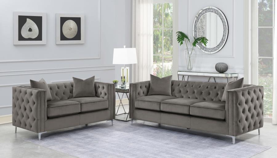 (image for) Phoebe 2-piece Upholstered Tufted Sofa Set Urban Bronze