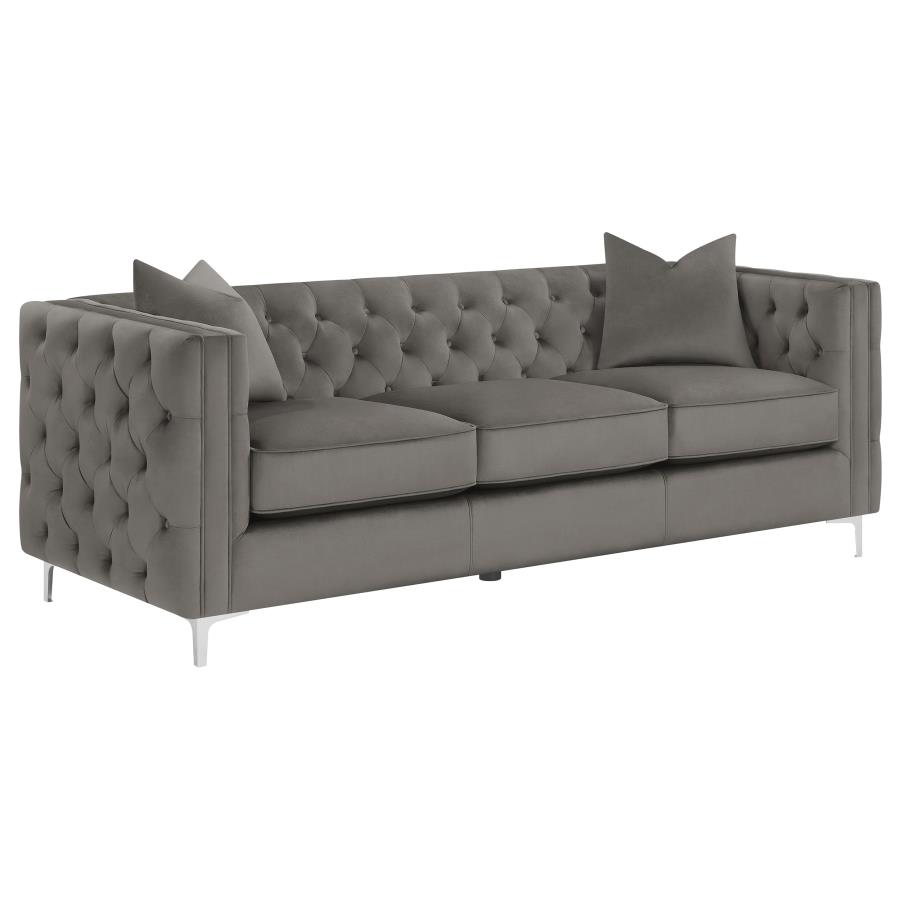 (image for) Phoebe Upholstered Tuxedo Arm Tufted Sofa Urban Bronze