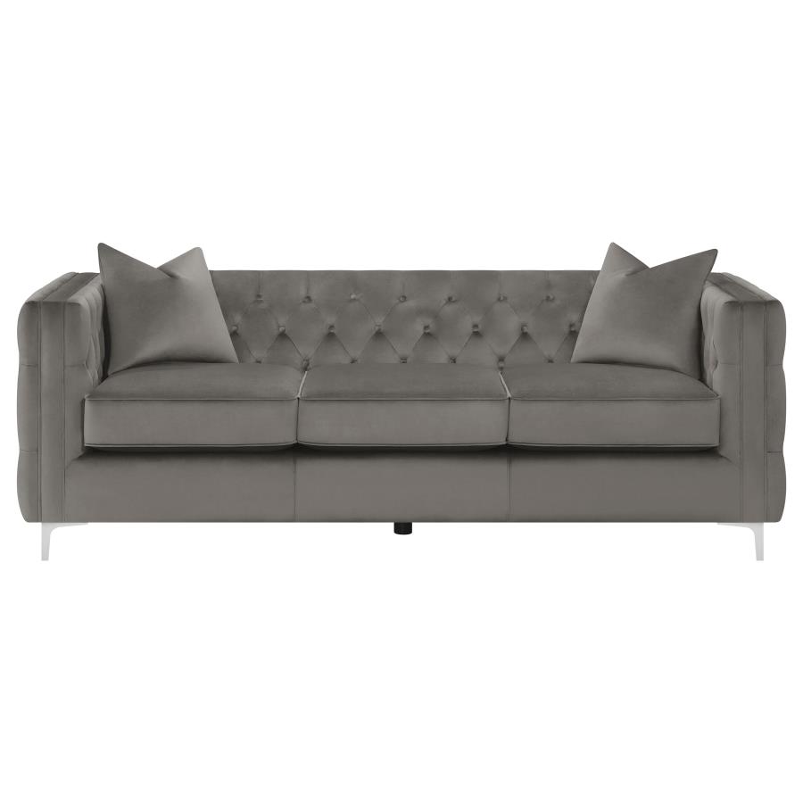 (image for) Phoebe Upholstered Tuxedo Arm Tufted Sofa Urban Bronze