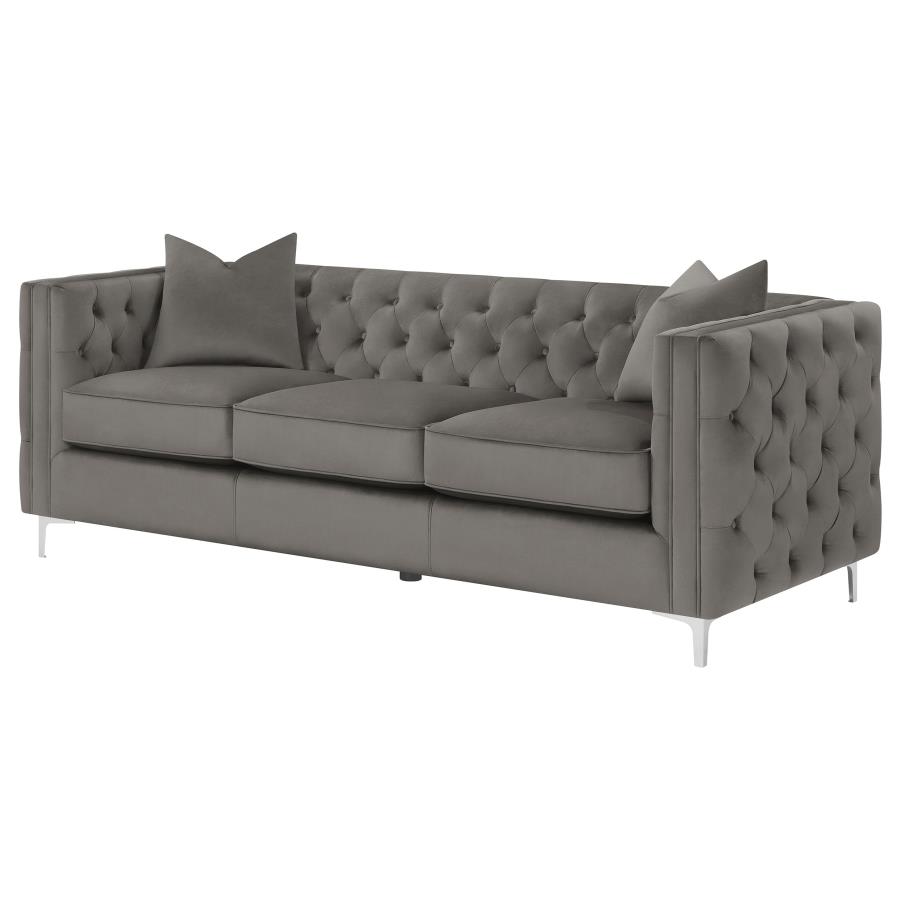 (image for) Phoebe Upholstered Tuxedo Arm Tufted Sofa Urban Bronze