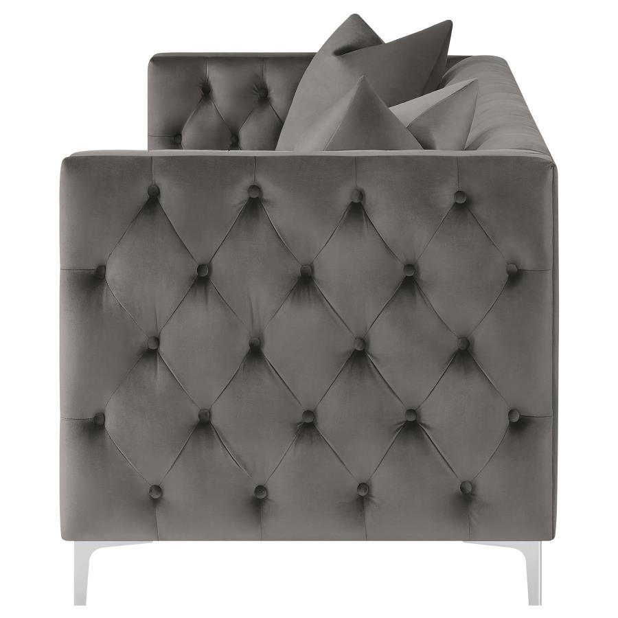 (image for) Phoebe Upholstered Tuxedo Arm Tufted Sofa Urban Bronze