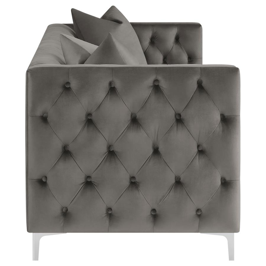 (image for) Phoebe Upholstered Tuxedo Arm Tufted Sofa Urban Bronze