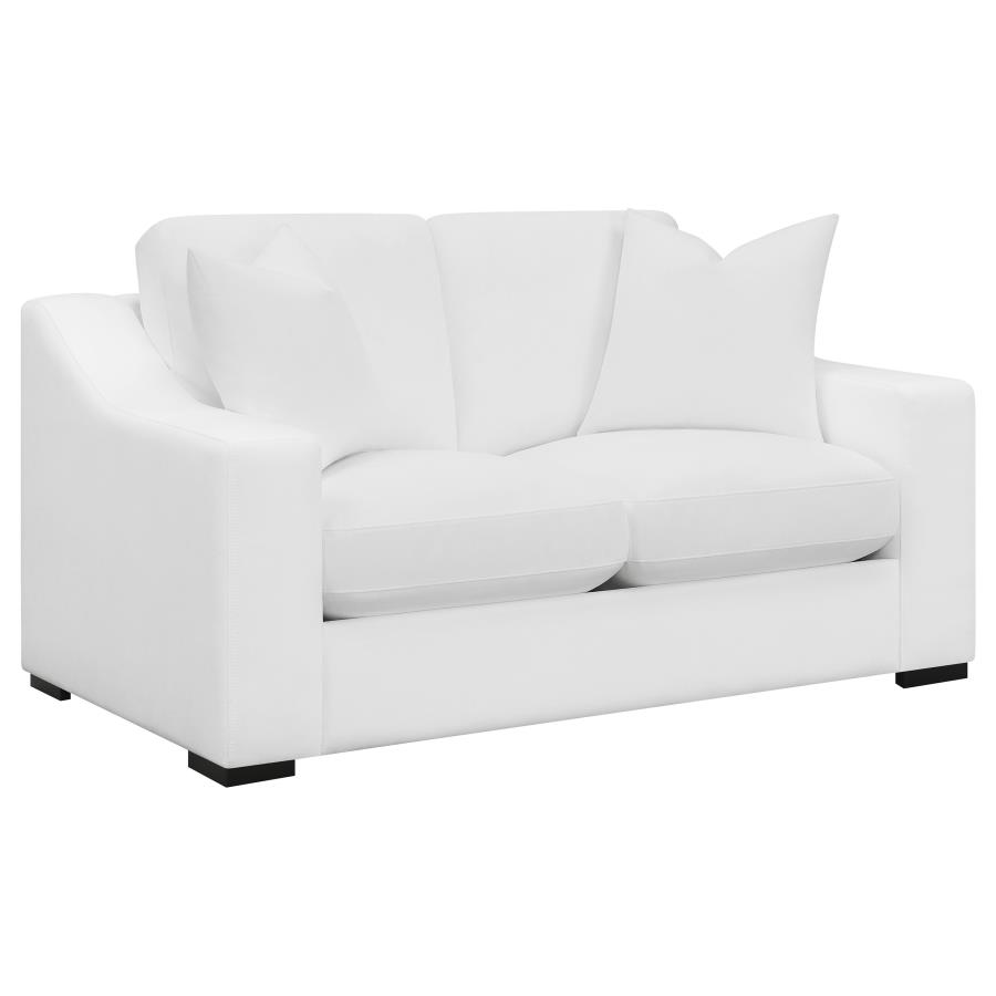 (image for) Ashlyn Upholstered Sloped Arm Loveseat White - Click Image to Close