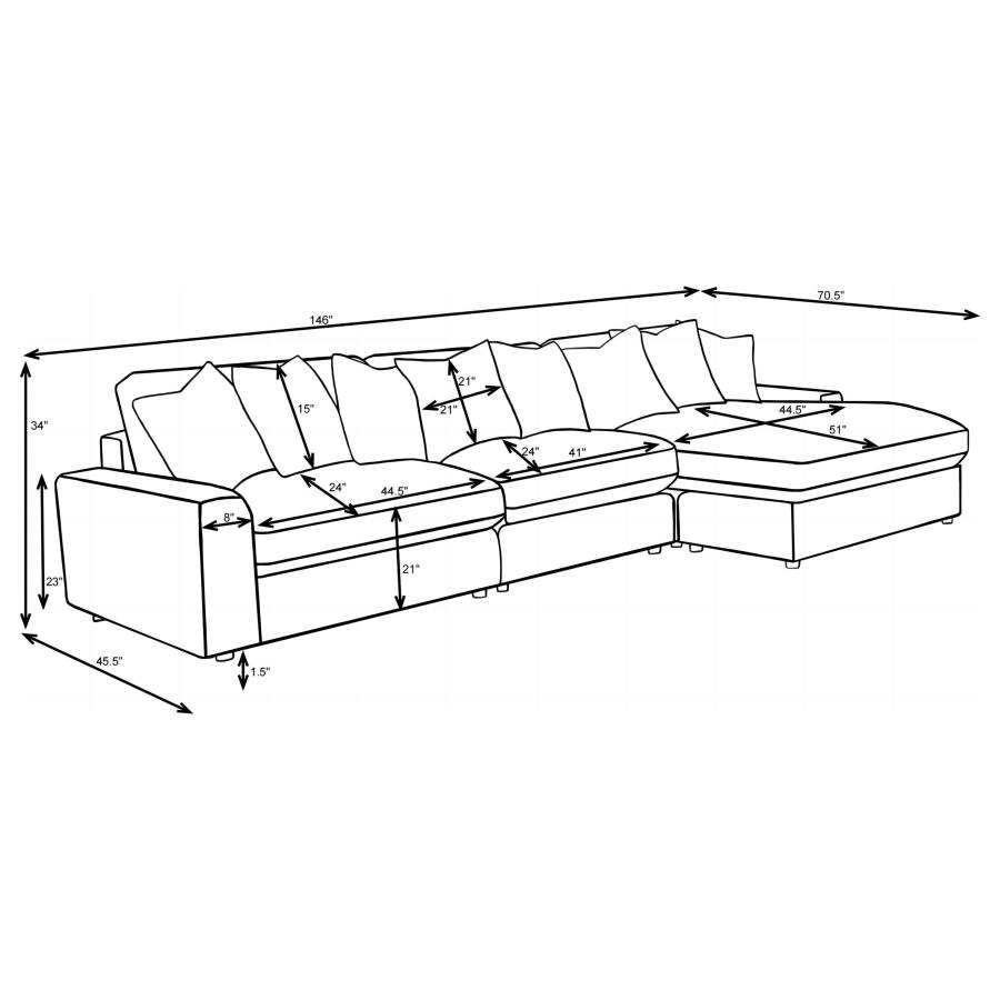 (image for) Blaine Upholstered Reversible Chaise Sectional Sofa Sand