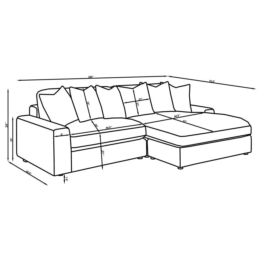 (image for) Blaine Upholstered Reversible Chaise Sectional Sofa Sand