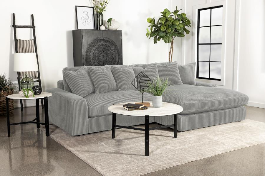 (image for) Blaine Upholstered Reversible Chaise Sectional Sofa Fog