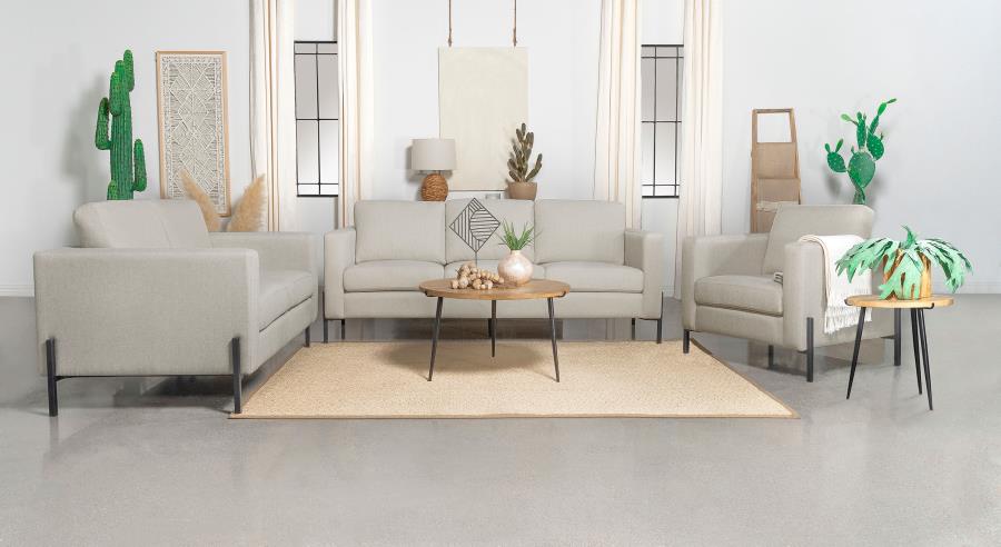 (image for) Tilly 3-piece Upholstered Track Arm Sofa Set Oatmeal - Click Image to Close