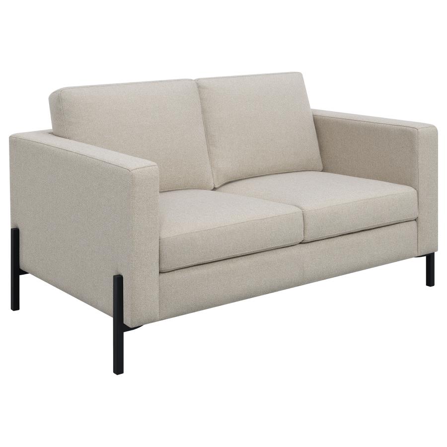 (image for) Tilly Upholstered Track Arm Loveseat Oatmeal - Click Image to Close