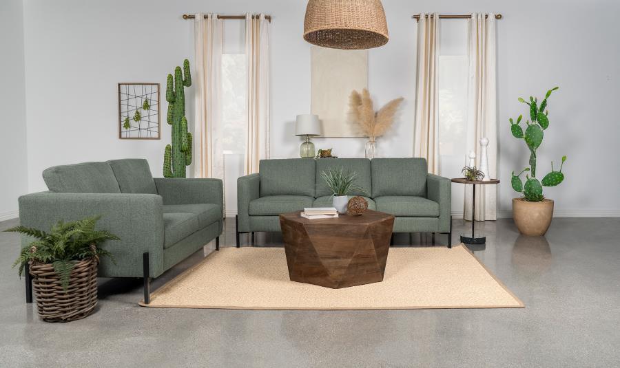 (image for) Tilly 2-piece Upholstered Track Arm Sofa Set Sage - Click Image to Close