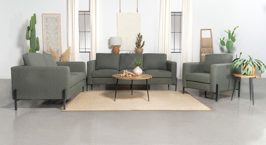 (image for) Tilly 3-piece Upholstered Track Arm Sofa Set Sage - Click Image to Close