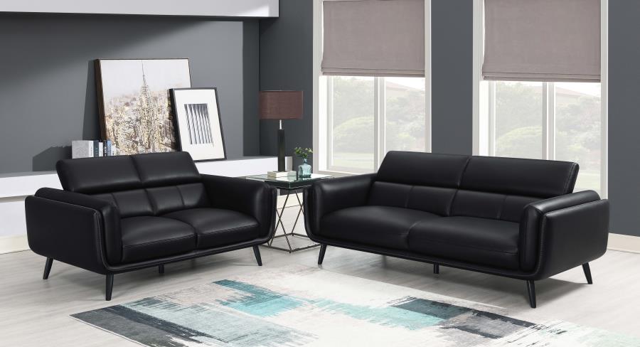 (image for) Shania 2-piece Upholstered Low Back Sofa Set Black