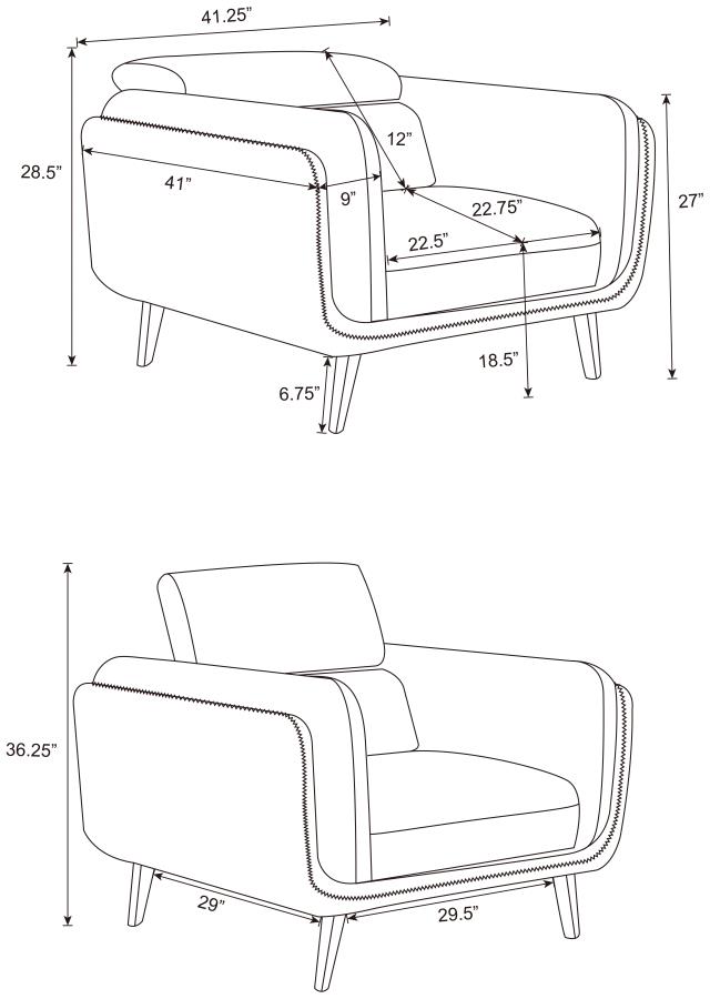 (image for) Shania 3-piece Upholstered Low Back Sofa Set Black