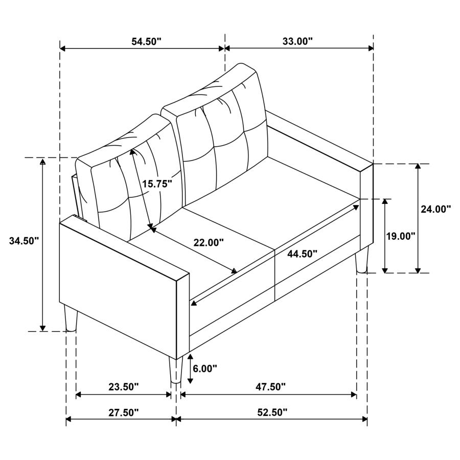 Modal Additional Images for Bowen II 2-piece Fabric Upholstered Track Arm Sofa Set Rust