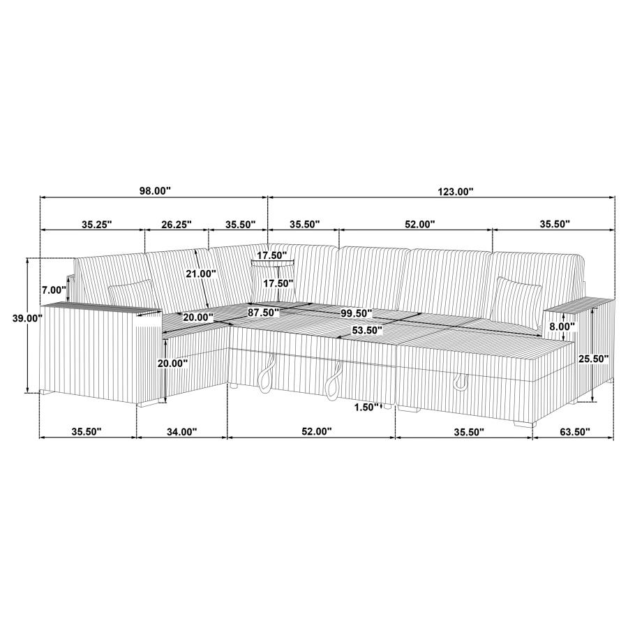 Modal Additional Images for Devonshire Sleeper Sectional Sofa Storage Chaise Black