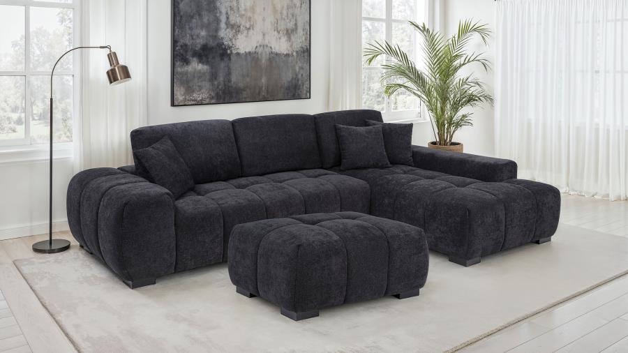 Modal Additional Images for Octavia Upholstered Rectangular Ottoman Black