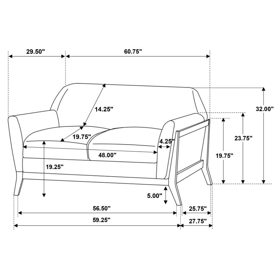 Vaughn 3-piece Fabric Upholstered Flared Arm Sofa Set Grey