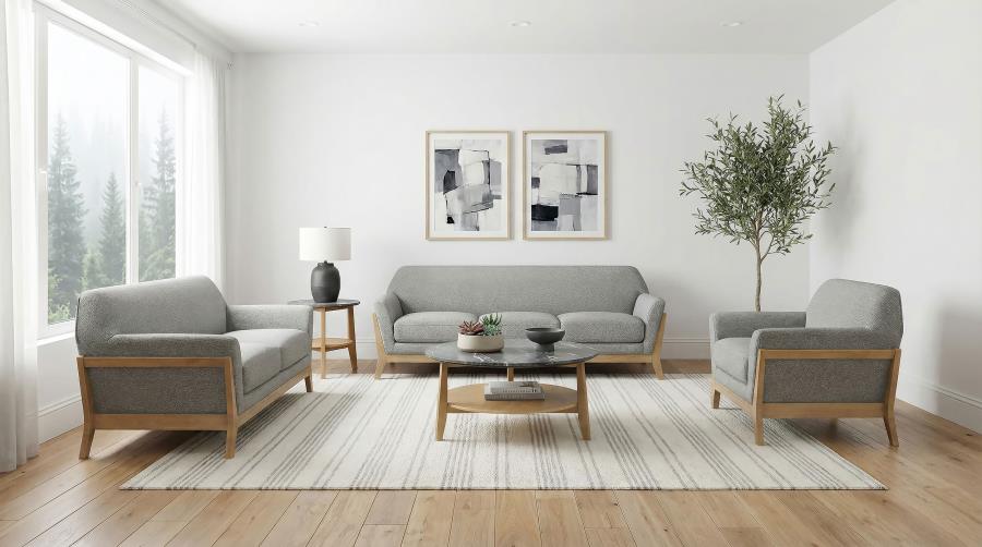 Modal Additional Images for Vaughn Fabric Upholstered Flared Arm Loveseat Grey