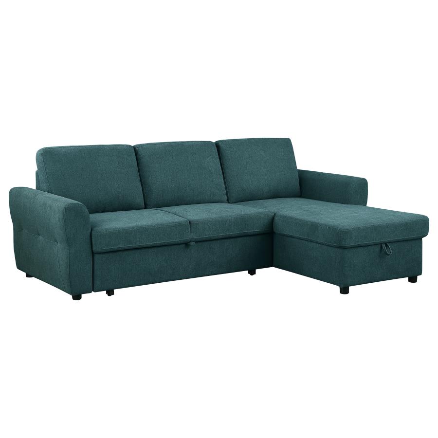 (image for) Samantha Upholstered Storage Sleeper Sectional Sofa Teal